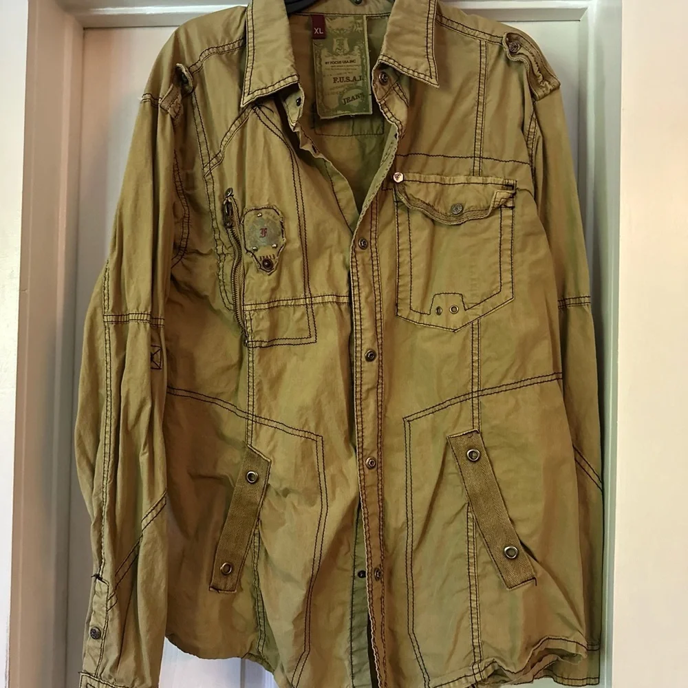F.U.S.A.I Olive Military Field Shirt - Picture 1 of 3